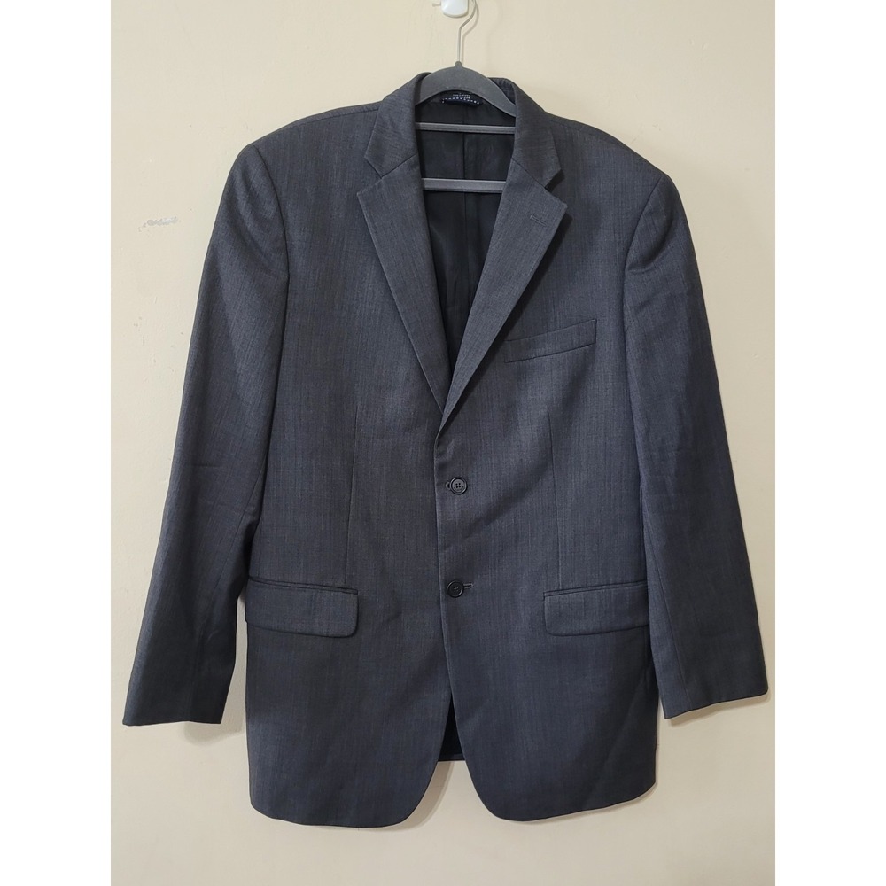 Tommy Hilfiger Blazer Jacket Mens 41R Gray 100% Wool Notch Lapel Single Breasted